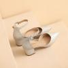 imageAmoji Womens 2 inch Pumps Pointed Toe Block Heels Dress Shoes with Ankle Strap 412Silverglitter