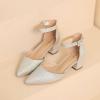 imageAmoji Womens 2 inch Pumps Pointed Toe Block Heels Dress Shoes with Ankle Strap 412Silverglitter