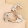 imageAmoji Womens 2 inch Pumps Pointed Toe Block Heels Dress Shoes with Ankle Strap 412Silverglitter