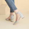 imageAmoji Womens 2 inch Pumps Pointed Toe Block Heels Dress Shoes with Ankle Strap 412Silverglitter