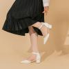 imageAmoji Womens 2 inch Pumps Pointed Toe Block Heels Dress Shoes with Ankle Strap 412Whitepu