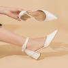 imageAmoji Womens 2 inch Pumps Pointed Toe Block Heels Dress Shoes with Ankle Strap 412Whitepu