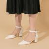 imageAmoji Womens 2 inch Pumps Pointed Toe Block Heels Dress Shoes with Ankle Strap 412Whitepu