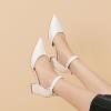 imageAmoji Womens 2 inch Pumps Pointed Toe Block Heels Dress Shoes with Ankle Strap 412Whitepu