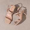 imageAmoji Womens 25 Inch Low Dressy Shoes Kitten Heels Ankle Strap Heeled Sandals Party Wedding Shoes FZ326 Nude Heels Size 9 women