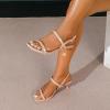 imageAmoji Womens 25 Inch Low Dressy Shoes Kitten Heels Ankle Strap Heeled Sandals Party Wedding Shoes FZ326 Nude Heels Size 9 women