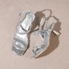 imageAmoji Womens 25 Inch Low Kitten Heels Ankle Strap Party Wedding Dress Shoes FZ326Silver