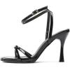 imageAmoji Womens 4 Inch Bow Heels Ankle Strap for Wedding Party Dress Shoes 330Black