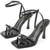 imageAmoji Womens 4 Inch Bow Heels Ankle Strap for Wedding Party Dress Shoes 330Black