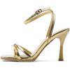 imageAmoji Womens 4 Inch Bow Heels Ankle Strap for Wedding Party Dress Shoes 330Gold