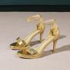 imageAmoji Womens 4 Inch Heels Strappy Heels Ankle Strap Lady Heeled Sandals 324Gold