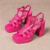 imageAmoji Womens 4 Inch Platform Chunky Heel Cross Straps Block Y2K Heeled Sandals 312313fuchsia