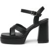 imageAmoji Womens 4 Inch Platform Chunky Heel Cross Straps Block Y2K Heeled Sandals 312Black