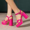 imageAmoji Womens 4 Inch Platform Chunky Heel Cross Straps Block Y2K Heeled Sandals 312Fuchsia