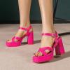 imageAmoji Womens 4 Inch Platform Chunky Heel Cross Straps Block Y2K Heeled Sandals 312Fuchsia