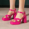 imageAmoji Womens 4 Inch Platform Chunky Heel Cross Straps Block Y2K Heeled Sandals 312Fuchsia