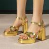imageAmoji Womens 4 Inch Platform Chunky Heel Cross Straps Block Y2K Heeled Sandals 312Gold