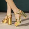 imageAmoji Womens 4 Inch Platform Chunky Heel Cross Straps Block Y2K Heeled Sandals 312Gold