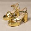 imageAmoji Womens 4 Inch Platform Chunky Heel Cross Straps Block Y2K Heeled Sandals 312Gold