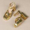 imageAmoji Womens 4 Inch Platform Chunky Heel Cross Straps Block Y2K Heeled Sandals 312Gold