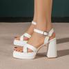 imageAmoji Womens 4 Inch Platform Chunky Heel Cross Straps Block Y2K Heeled Sandals 312White