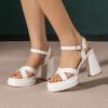 imageAmoji Womens 4 Inch Platform Chunky Heel Cross Straps Block Y2K Heeled Sandals 312White