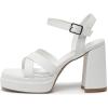 imageAmoji Womens 4 Inch Platform Chunky Heel Cross Straps Block Y2K Heeled Sandals 312White