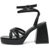 imageAmoji Womens 4 Inch Platform Chunky Heel Strappy Ankle Strap Block Heeled Sandals 305Publack