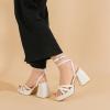 imageAmoji Womens 4 Inch Platform Chunky Heel Strappy Ankle Strap Block Heeled Sandals 305Puwhite