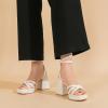 imageAmoji Womens 4 Inch Platform Chunky Heel Strappy Ankle Strap Block Heeled Sandals 305Puwhite