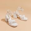 imageAmoji Womens 4 Inch Platform Chunky Heel Strappy Ankle Strap Block Heeled Sandals 305Puwhite