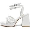 imageAmoji Womens 4 Inch Platform Chunky Heel Strappy Ankle Strap Block Heeled Sandals 305Puwhite