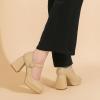 imageAmoji Womens 4 Inch Platform Mary Janes Shoes High Chunky Heels Bridal Dress Wedding Party Pump Shoes 306Nudepu
