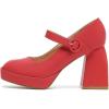 imageAmoji Womens 4 Inch Platform Mary Janes Shoes High Chunky Heels Bridal Dress Wedding Party Pump Shoes 306Redpu