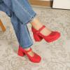imageAmoji Womens 4 Inch Platform Mary Janes Shoes High Chunky Heels Bridal Dress Wedding Party Pump Shoes 306Redpu