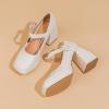 imageAmoji Womens 4 Inch Platform Mary Janes Shoes High Chunky Heels Bridal Dress Wedding Party Pump Shoes 306Whitepu