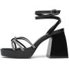 imageAmoji Womens 4 Inch Rhinestone Block Platform Heeled Sandal Wedding Party 3164inchpublack