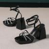 imageAmoji Womens 4 Inch Rhinestone Block Platform Heeled Sandal Wedding Party 3164inchpublack