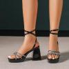 imageAmoji Womens 4 Inch Rhinestone Block Platform Heeled Sandal Wedding Party 3164inchpublack