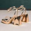 imageAmoji Womens 4 Inch Rhinestone Block Platform Heeled Sandal Wedding Party 3164inchpurosegold