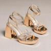 imageAmoji Womens 4 Inch Rhinestone Block Platform Heeled Sandal Wedding Party 3164inchpurosegold