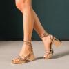 imageAmoji Womens 4 Inch Rhinestone Block Platform Heeled Sandal Wedding Party 3164inchpurosegold