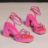 imageAmoji Womens 4 Inch Rhinestone Block Platform Heeled Sandal Wedding Party 3164inchsatinrose