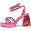imageAmoji Womens 4 Inch Rhinestone Block Platform Heeled Sandal Wedding Party 3164inchsatinrose