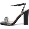 imageAmoji Womens 4 Inch Rhinestone Bowknots Block Heeled Crystal Sandal Ankle Strap Clear Heels 3154inchpublack