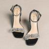imageAmoji Womens 4 Inch Rhinestone Bowknots Block Heeled Crystal Sandal Ankle Strap Clear Heels 3154inchpublack