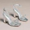 imageAmoji Womens 4 Inch Rhinestone Bowknots Block Heeled Crystal Sandal Ankle Strap Clear Heels 3154inchpusilver