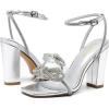 imageAmoji Womens 4 Inch Rhinestone Bowknots Block Heeled Crystal Sandal Ankle Strap Clear Heels 3154inchpusilver