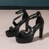 imageAmoji Womens Block Heels 4 Inch Platform Ankle Strap Lady Heeled Sandals FZ3254inchpublack