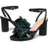 imageAmoji Womens Block Sequin Heeled 37 Inch Sandal Bowknot Ankle Strap Wedding Party Dress Shoes 30437inchsatinblackgreen